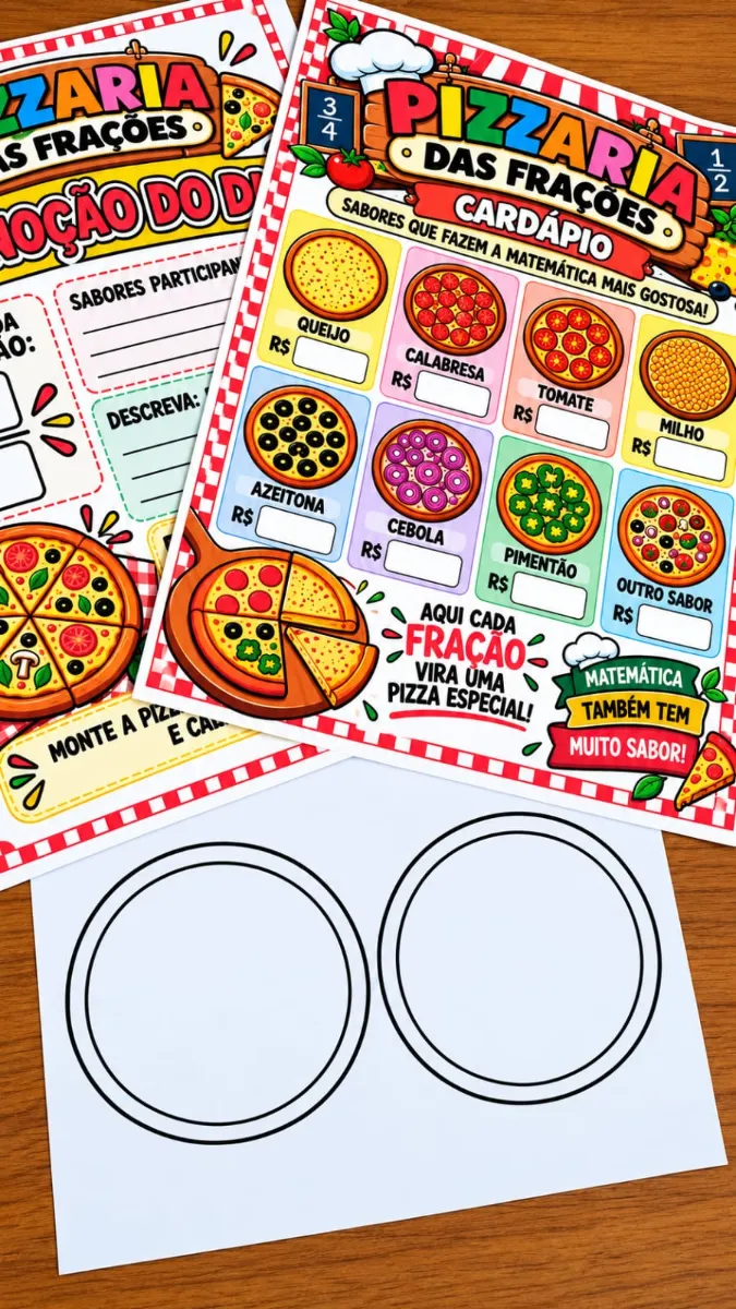 Atividade Pizzaria das Frações – Matemática para o 4º Ano — amostra 2: Indicado para alunos do 4º ano do Ensino…