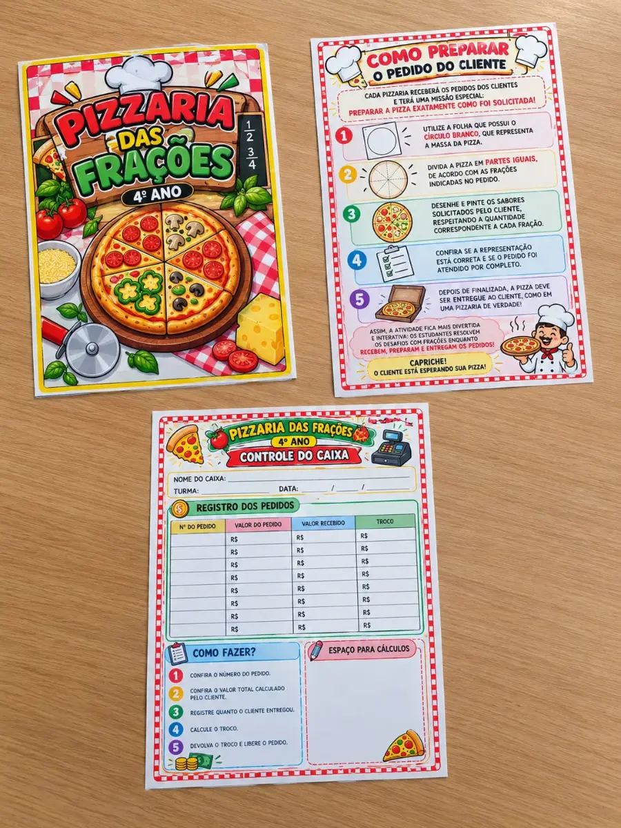 Atividade Pizzaria das Frações – Matemática para o 4º Ano — amostra 6: Ensine frações de forma divertida com pizzas para…
