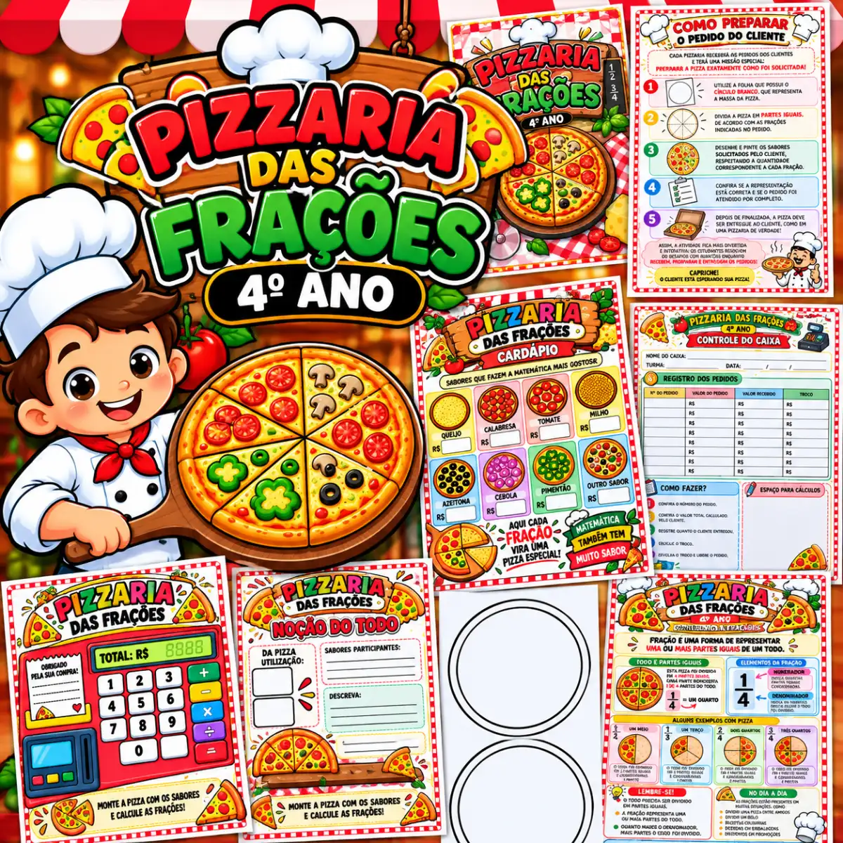 Atividade Pizzaria das Frações – Matemática para o 4º Ano — Atividades para 4º ano: Ensine frações de forma divertida com…