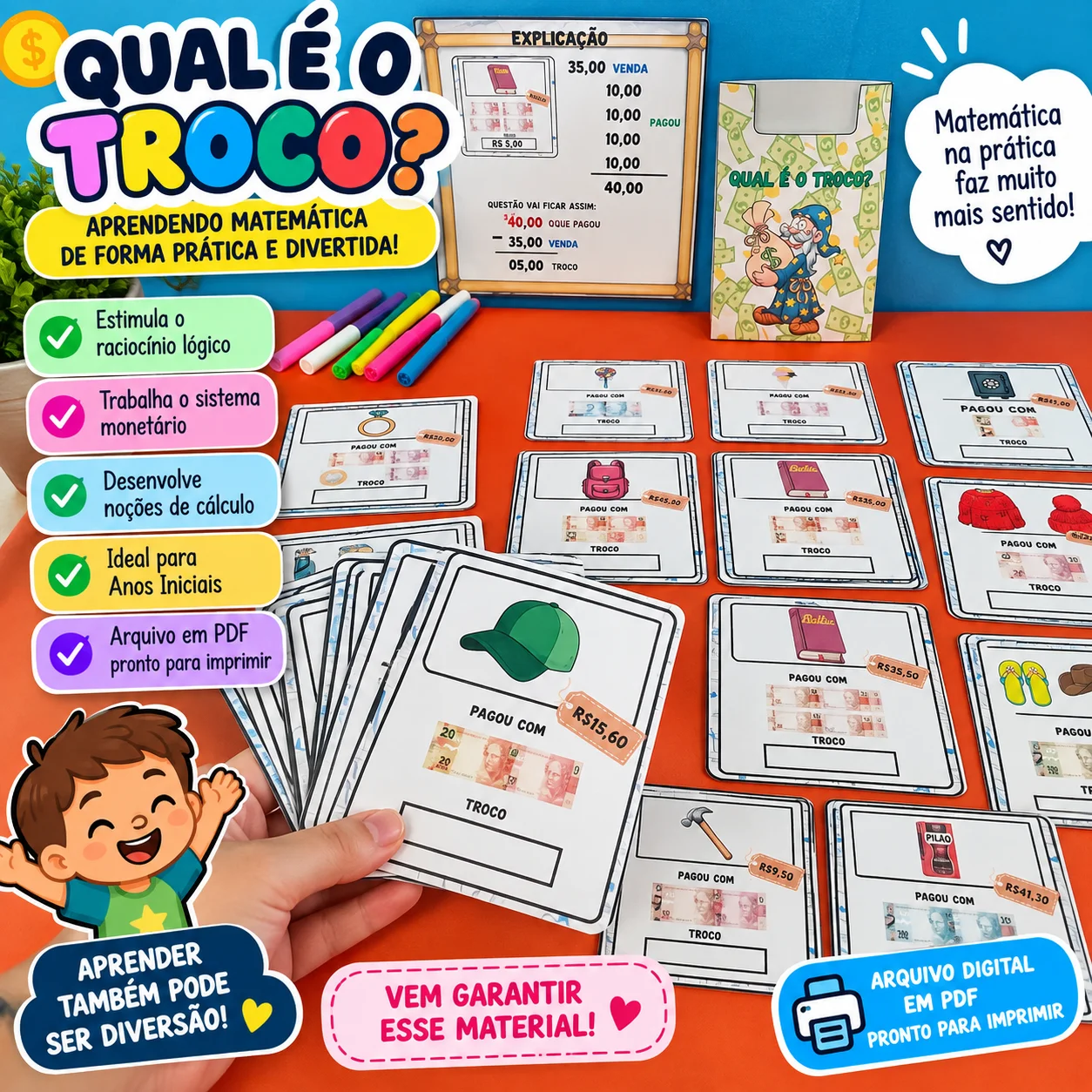 ATIVIDADE “QUAL É O TROCO?” - MATEMATICA - ALFABETIZAÇÃO — capa do material