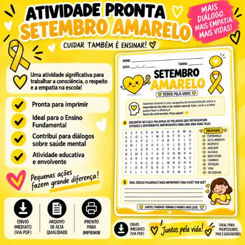 Atividade Setembro Amarelo – Valorização da Vida e Empatia — capa do material