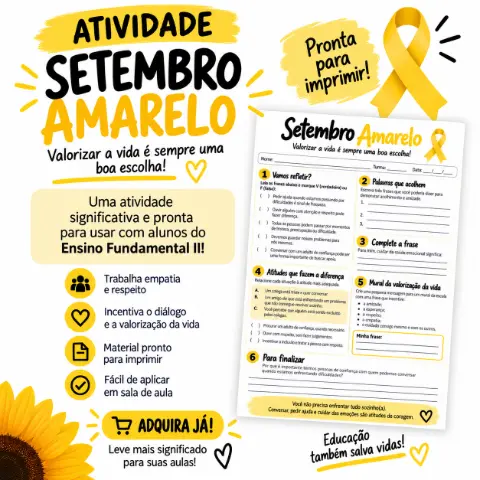 Atividade Setembro Amarelo – Valorização da Vida e Empatia — capa do material