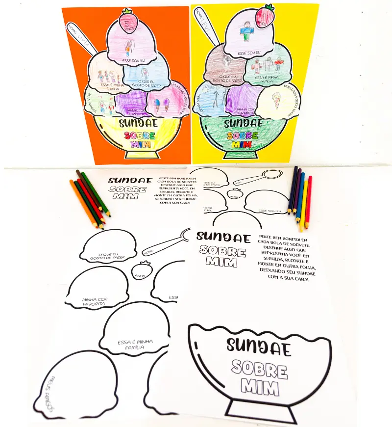 Atividade sobre mim: Sundae para acolhimento na volta às aulas — amostra 1: Atividade sobre mim para conhecer e acolher a…
