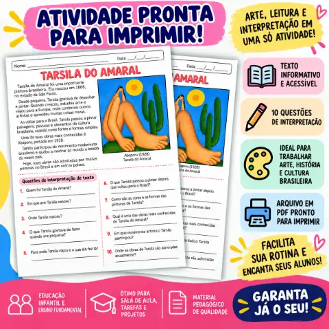 Atividade sobre Tarsila do Amaral – Arte e Interpretação de Texto — capa do material