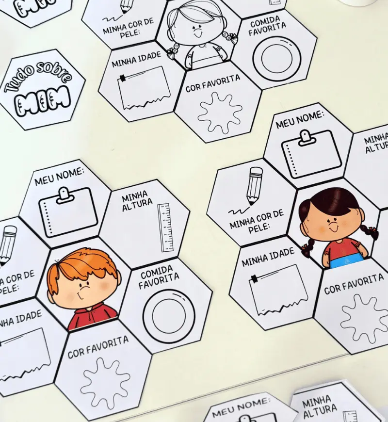 Atividade Tudo Sobre Mim: Identidade na Educação Infantil — amostra 1: Atividade Tudo Sobre Mim para trabalhar identidade