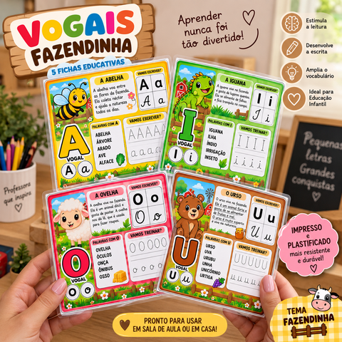 Atividade Vogais da Fazendinha | Fichas Educativas para Alfabetização — capa do material