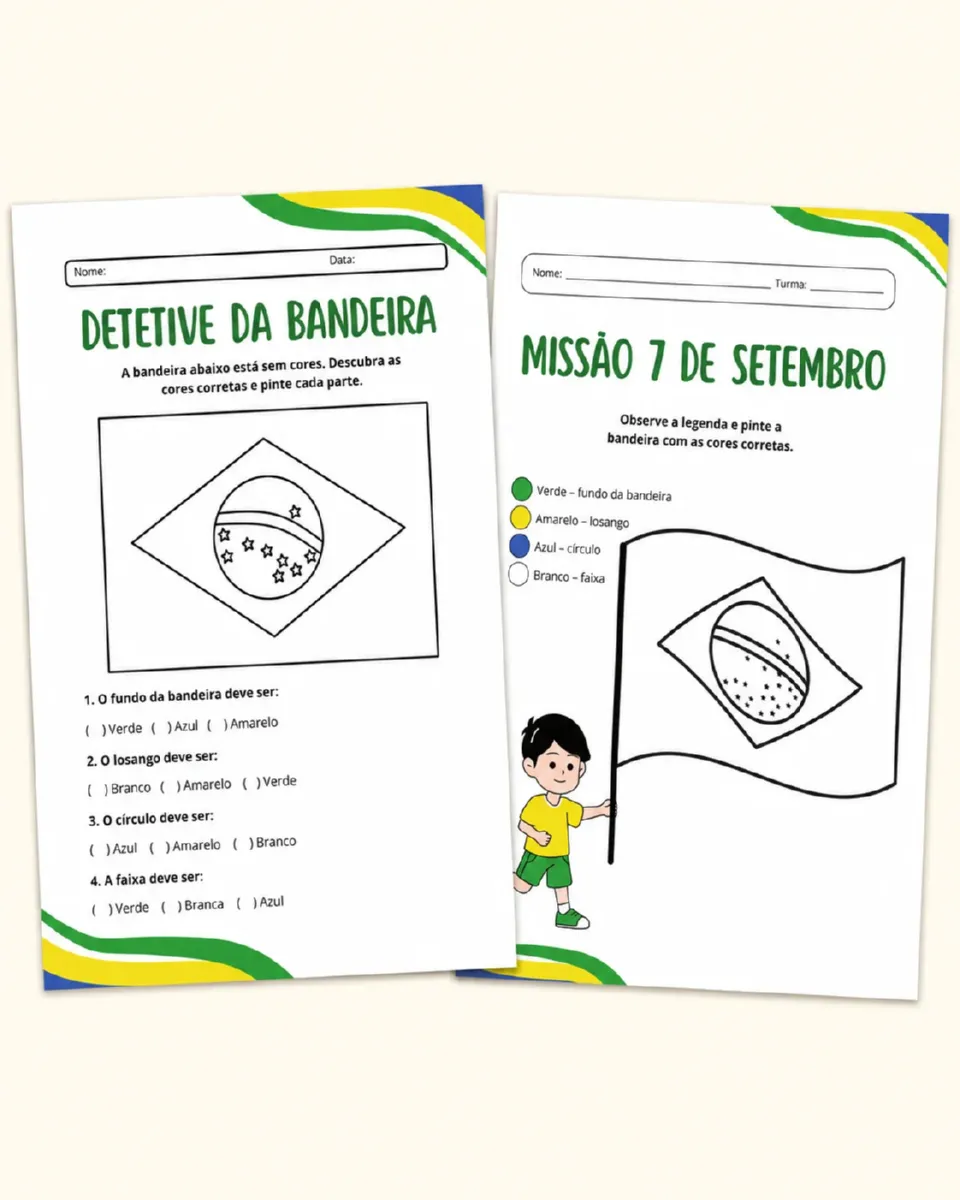 Atividades 7 de setembro 1º ao 3º ano fundamental I — Alfabetização para 3º ano: Duas atividades de 7 de Setembro para 1º,…