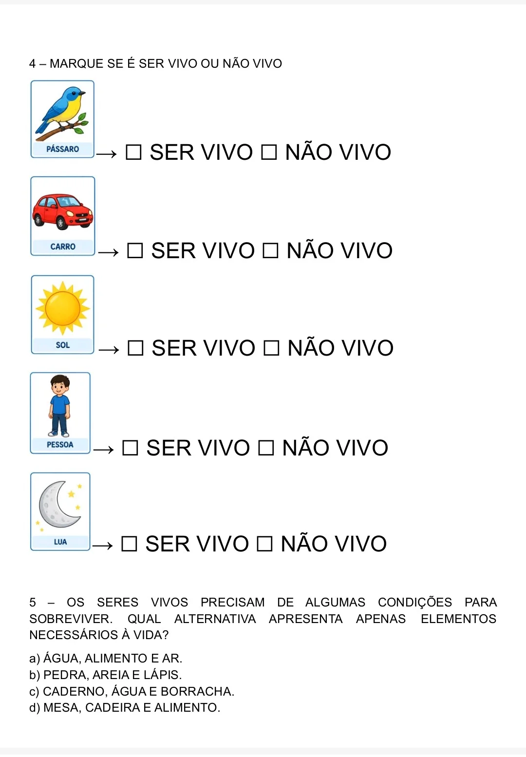 ATIVIDADES ADAPTADAS DE CIÊNCIAS - SERES VIVOS - 6° ANO — amostra 3: Indicado para: