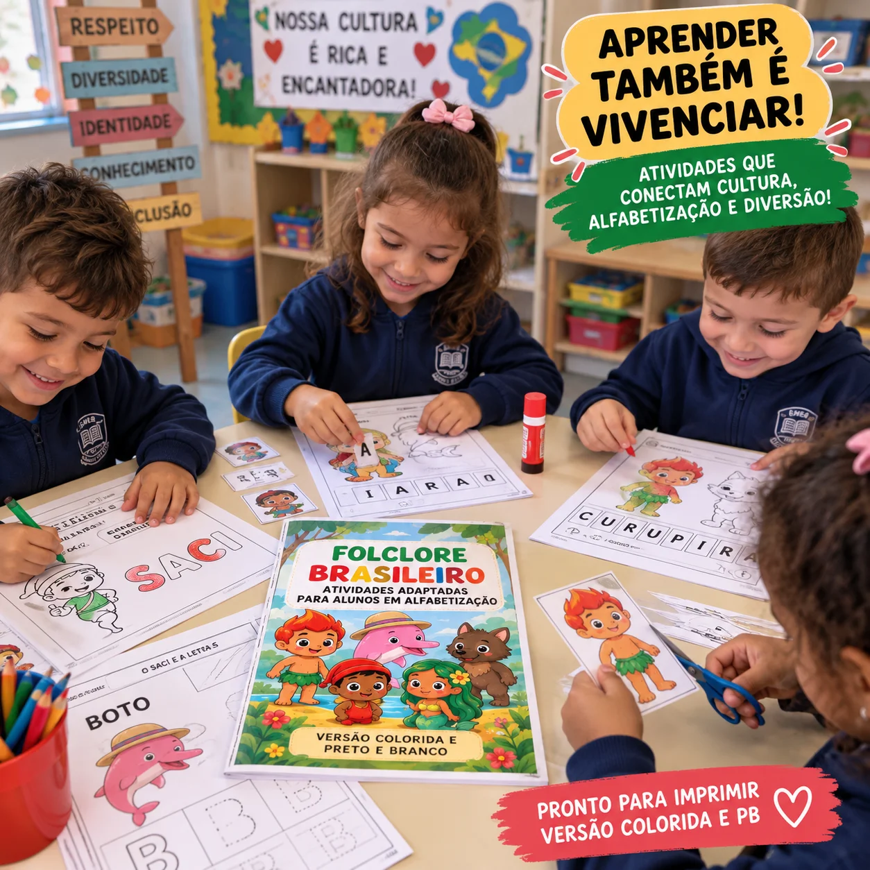 ATIVIDADES ADAPTADAS – FOLCLORE BRASILEIRO PARA ALUNOS EM ALFABETIZAÇÃO (TEA) — amostra 3: Este material foi elaborado…