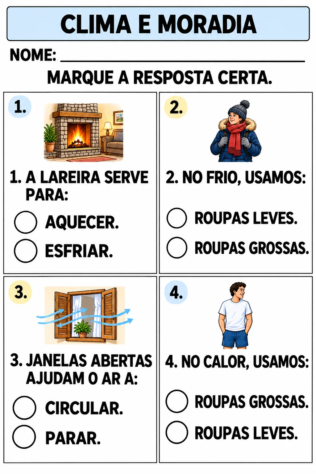 ATIVIDADES ADAPTADAS: GEOGRAFIA - CLIMA E HABITAÇÃO - TEA, DI E TDAH — amostra 3: Estudantes com Transtorno do Déficit de…