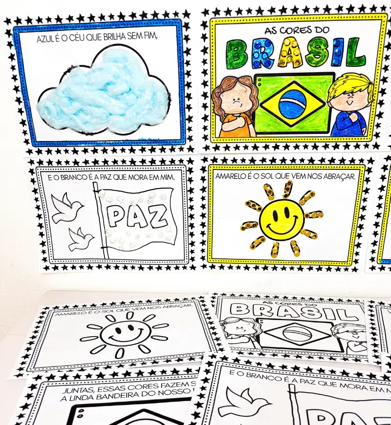 Atividades As Cores do Brasil - Dia da Bandeira – PDF para Imprimir | Educação Infantil — amostra 1: O que vem no material