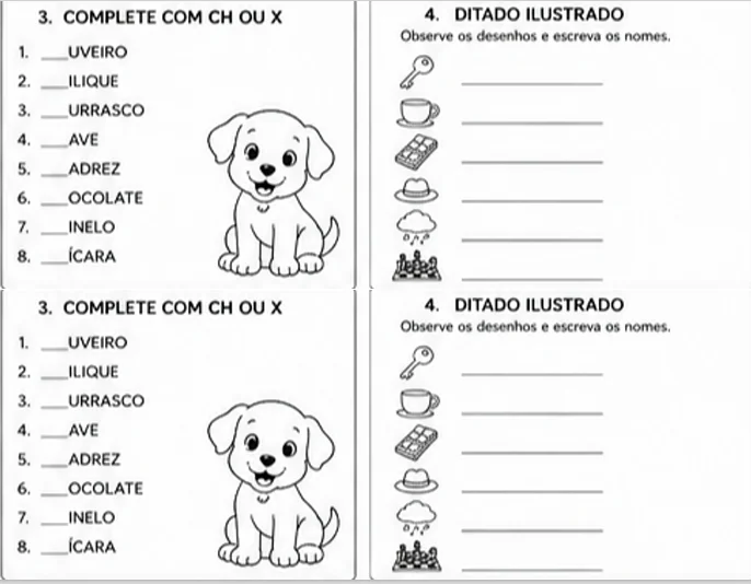 Atividades CH e X – Ortografia e Alfabetização — Alfabetização para Todas as séries: Atividades para trabalhar CH e X,…