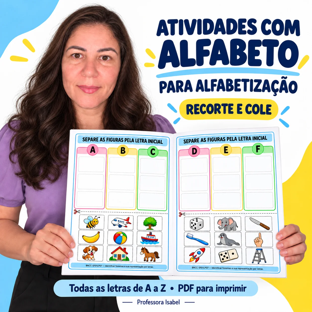 Atividades com Alfabeto para Alfabetização – Recorte e Cole — amostra 1: O que é