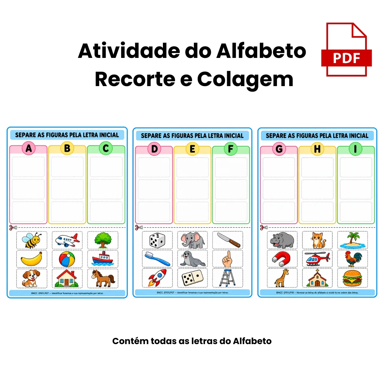 Atividades com Alfabeto para Alfabetização – Recorte e Cole — amostra 4: Como utilizar