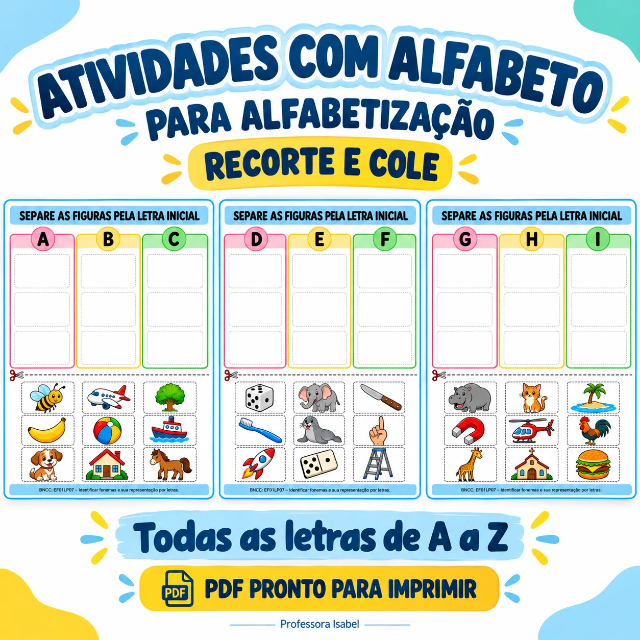 Atividades com Alfabeto para Alfabetização – Recorte e Cole — Alfabetização para Educação Infantil: Atividades com alfabeto…