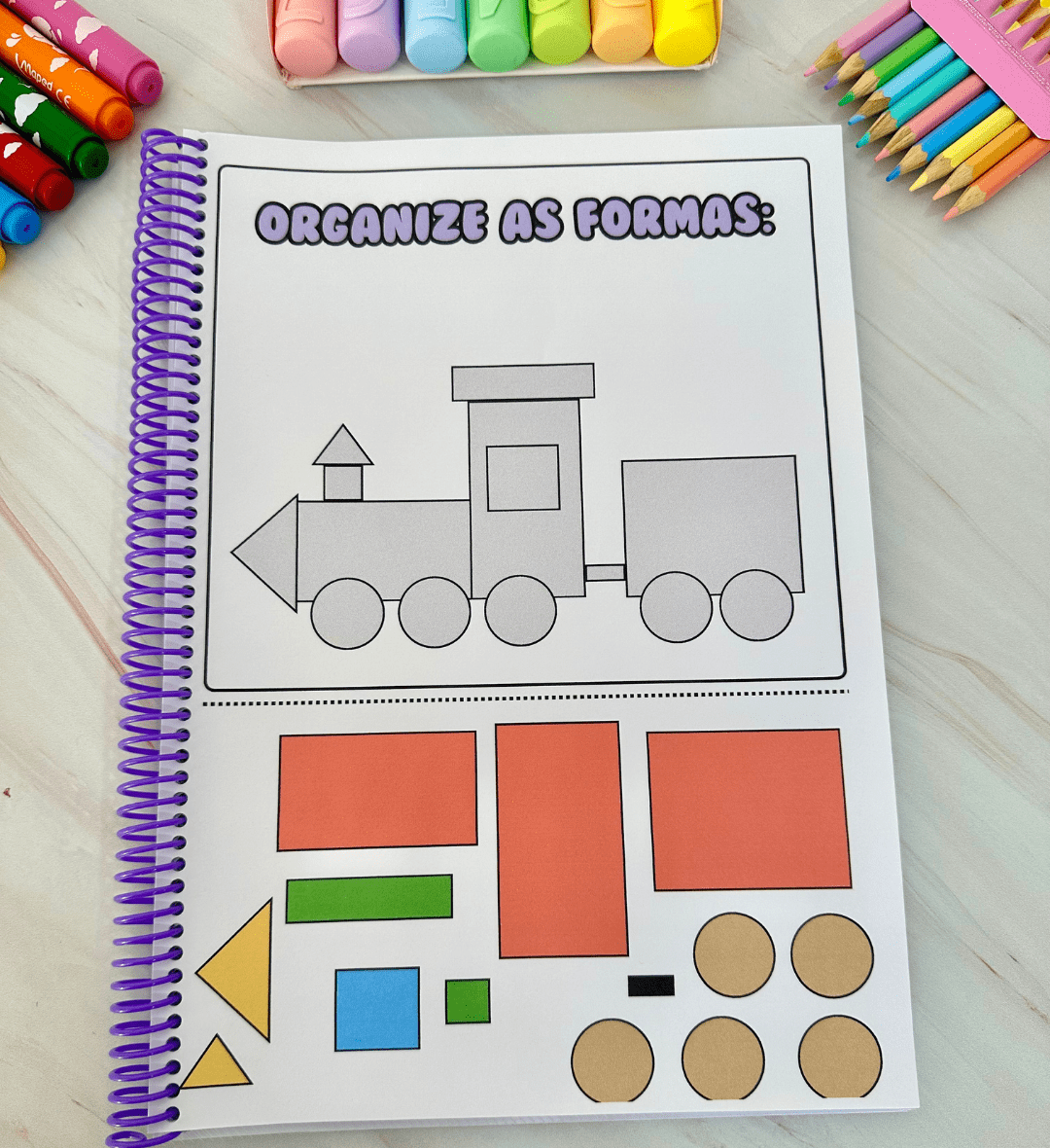 Atividades com Formas Geométricas: Organize e Complete Imagens — amostra 2: O que vem no material