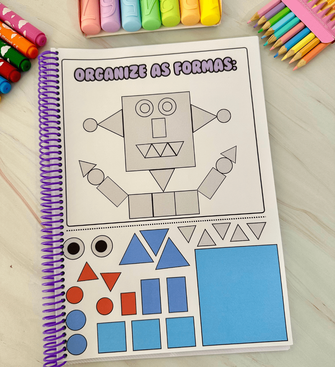 Atividades com Formas Geométricas: Organize e Complete Imagens — amostra 7: PDF com 40 páginas para explorar formas…