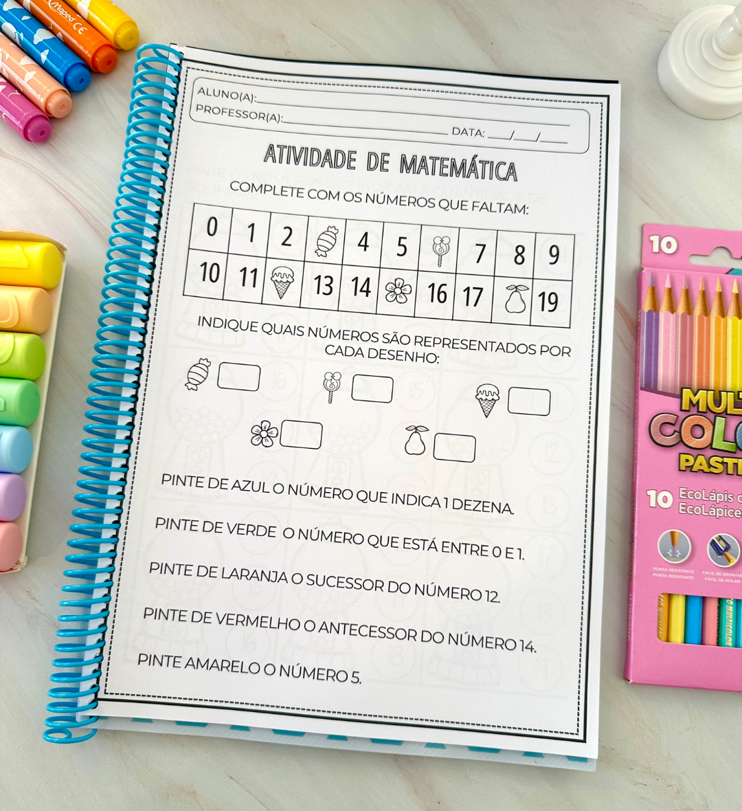Atividades com numerais até 20: apostila de Matemática em PDF — amostra 3: Como usar em sala de aula
