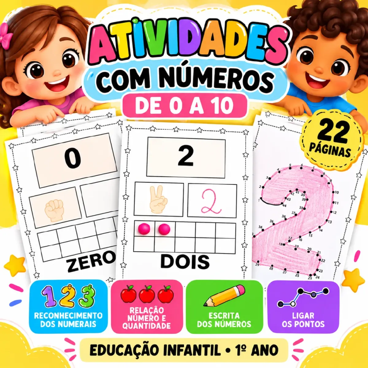 Atividades com Números de 0 a 10 – Educação Infantil e 1º Ano — Matemática para Educação Infantil: 22 páginas de atividades…