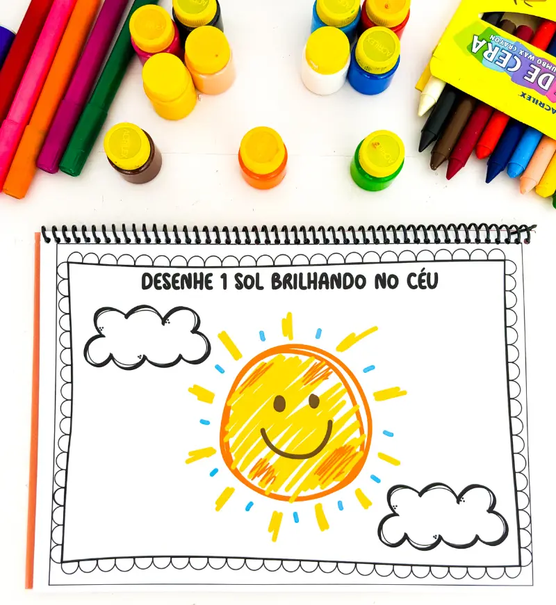 Atividades com números: desenhe seguindo comandos de 1 a 10 — amostra 1: Atividades com números para aprender desenhando