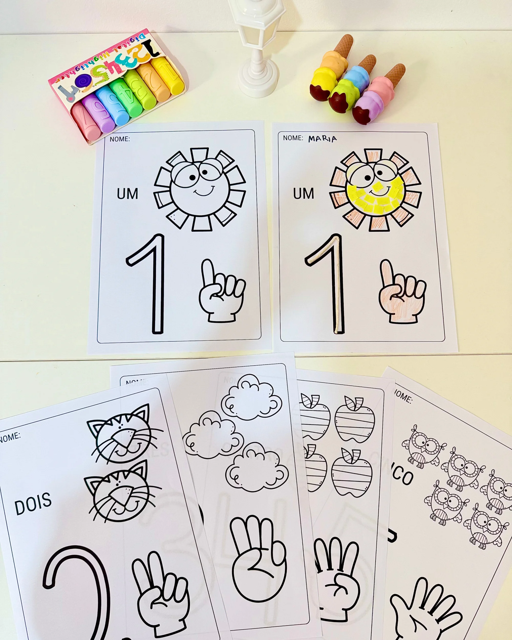 Atividades com os numerais de 1 a 5 para Educação Infantil — amostra 2: Uma proposta simples e divertida para trabalhar os…