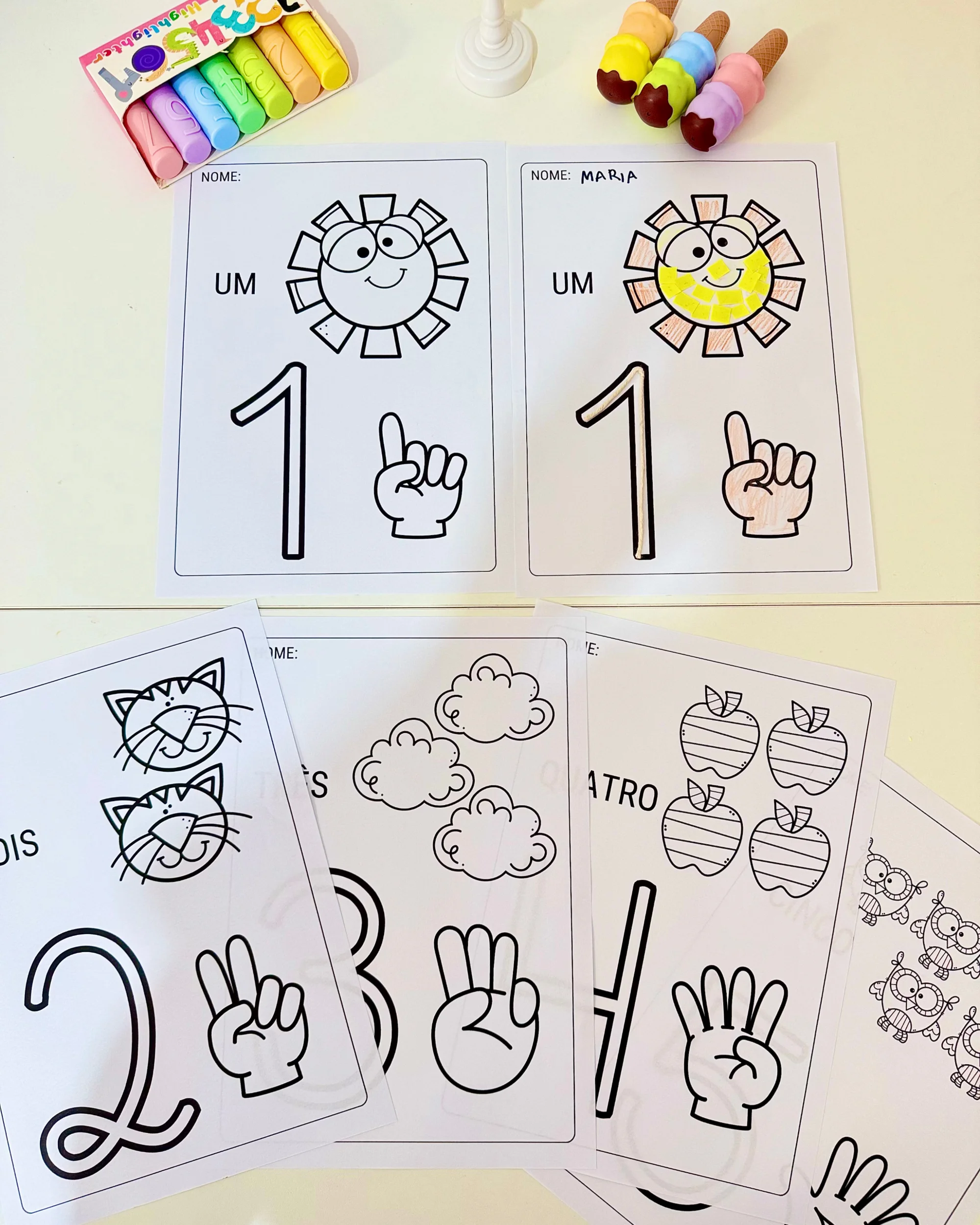 Atividades com os numerais de 1 a 5 para Educação Infantil — amostra 4: Uma proposta simples e divertida para trabalhar os…