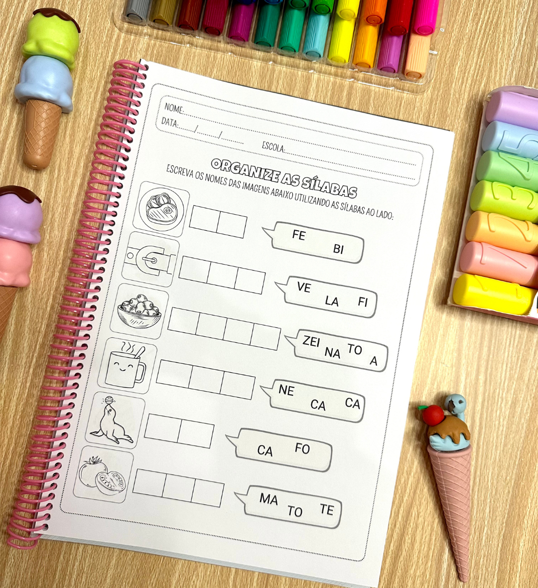 Atividades com Sílabas Simples: Organize e Forme Palavras — amostra 5: Apostila em PDF com 32 páginas para organizar…