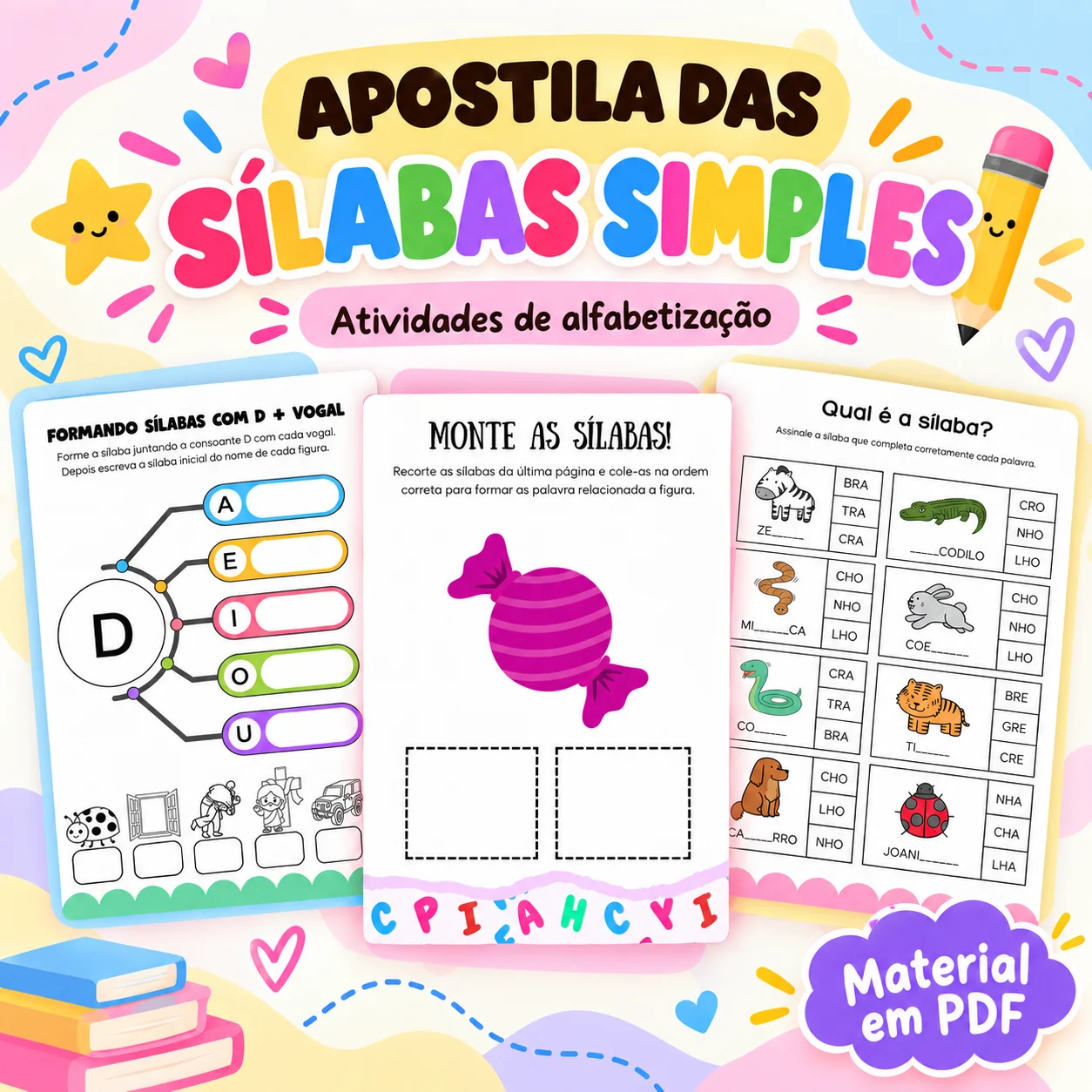 Atividades com Sílabas Simples para Alfabetização – Apostila em PDF — amostra 4: Apostila com 103 páginas de atividades…
