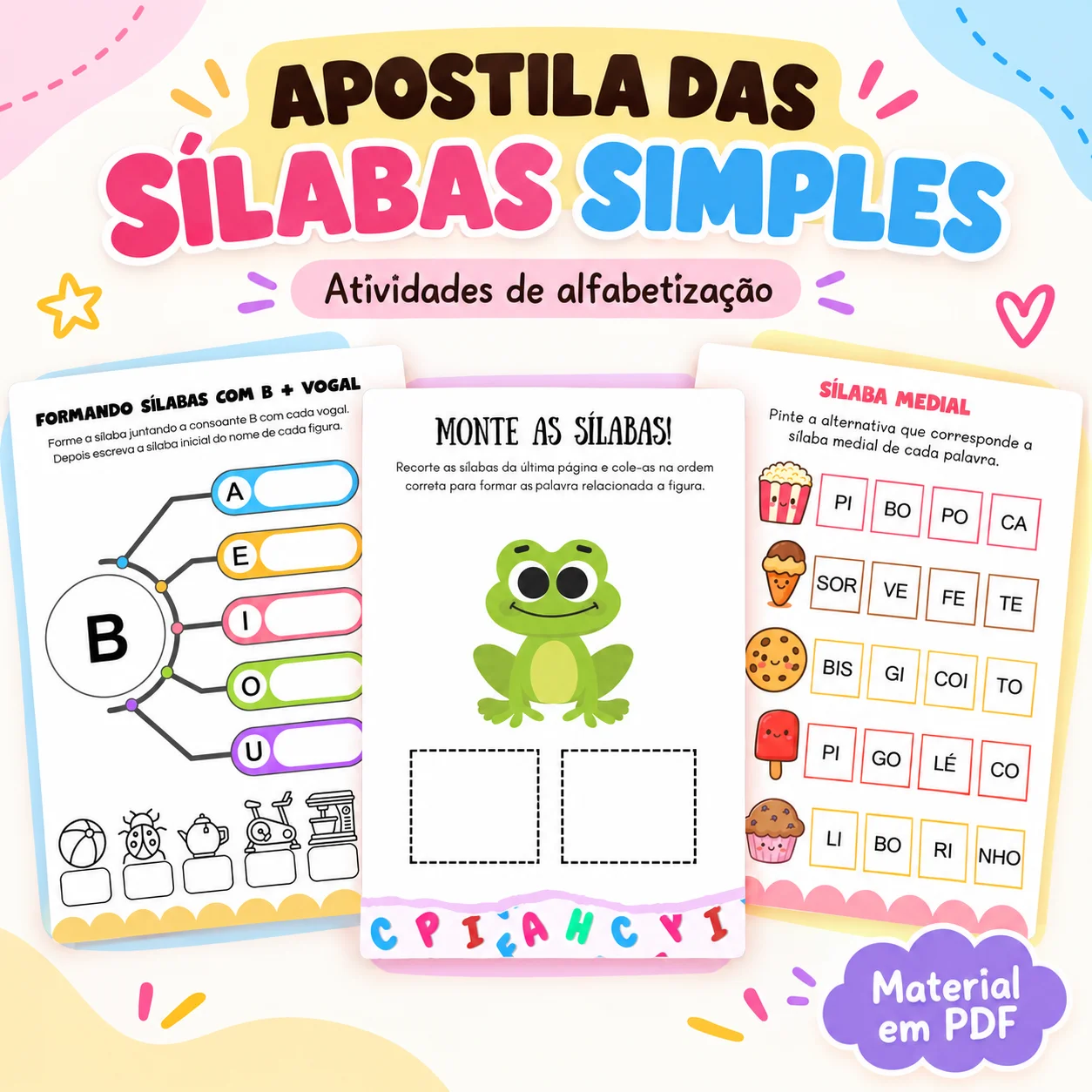 Atividades com Sílabas Simples para Alfabetização – Apostila em PDF — amostra 7: Apostila com 103 páginas de atividades…