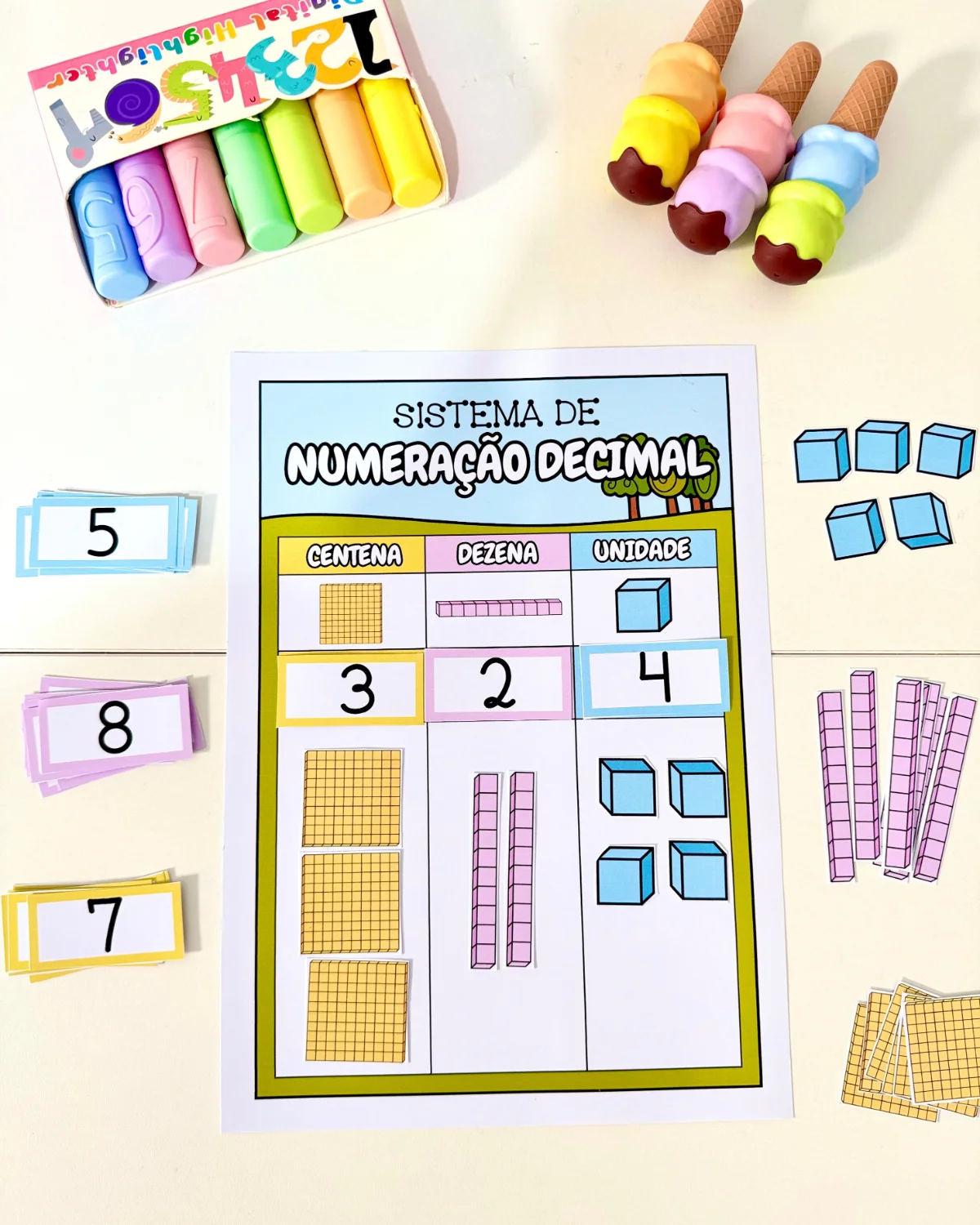ATIVIDADES COM SISTEMA DE NUMERAÇÃO - ENSINO FUNDAMENTAL — amostra 3: Kit Sistema de Numeração para trabalhar o tema com…