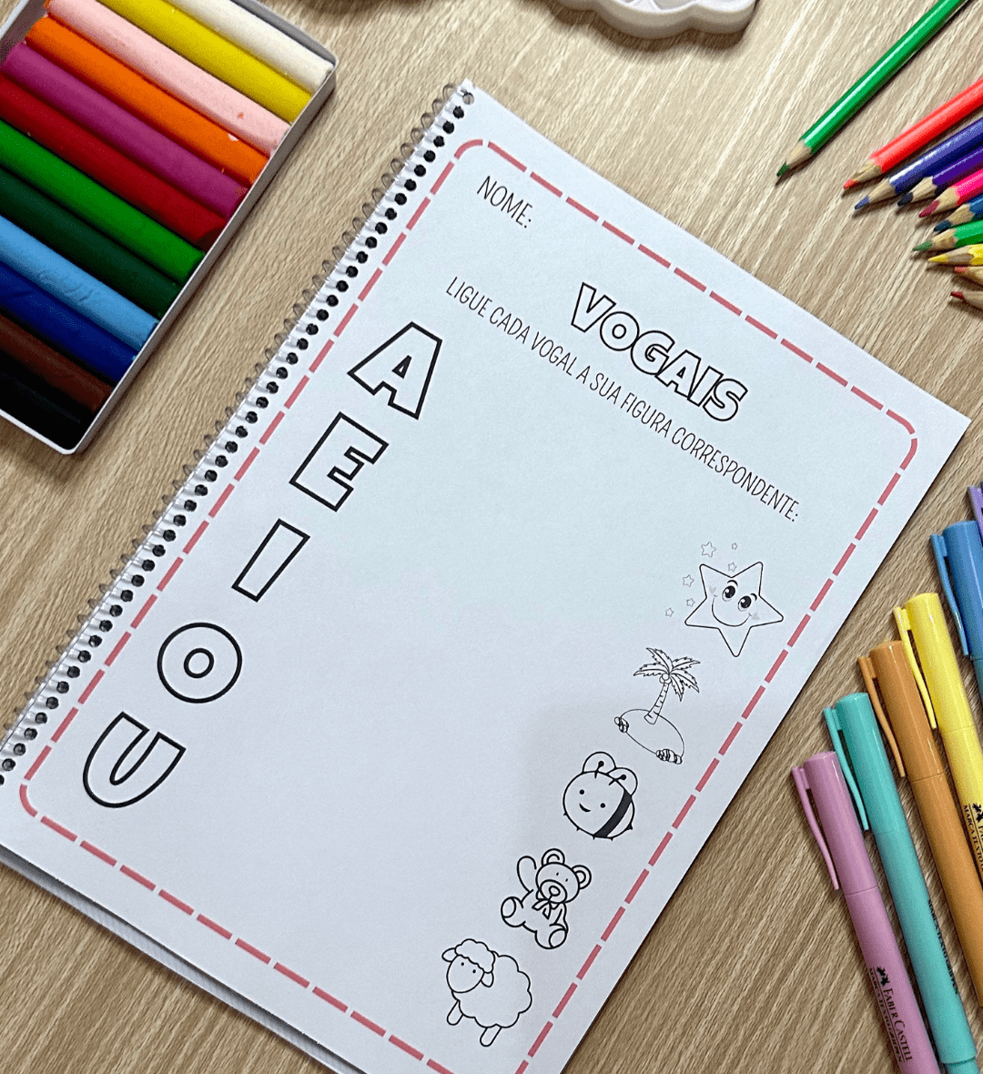 Atividades com Vogais: Apostila de Alfabetização em PDF — amostra 7: Explore as vogais com uma apostila de 24 páginas para…
