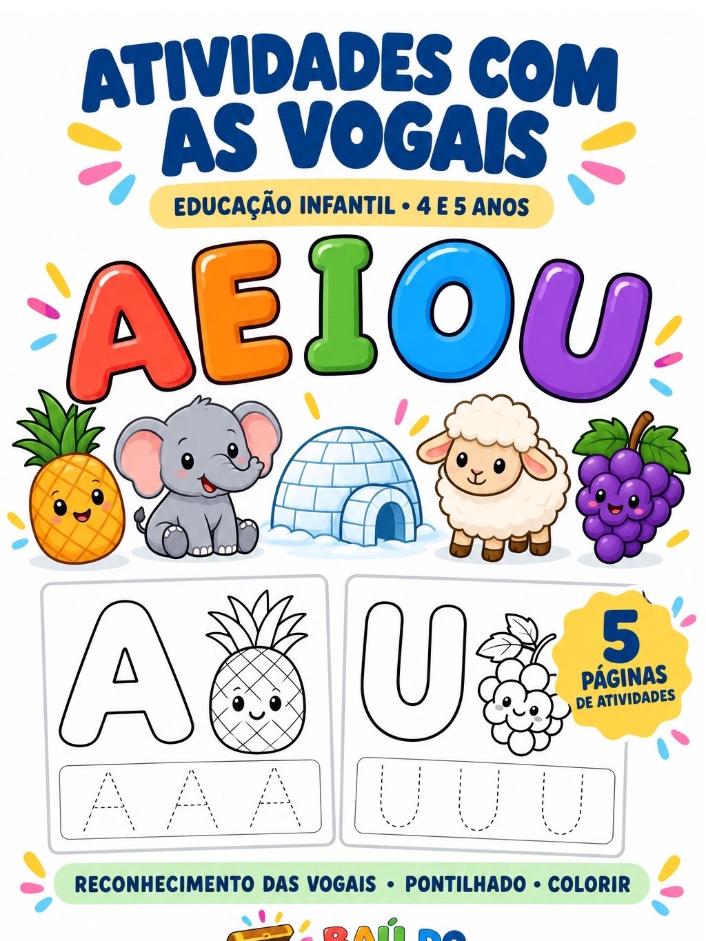 Atividades com Vogais para Educação Infantil – 4 e 5 Anos — capa do material