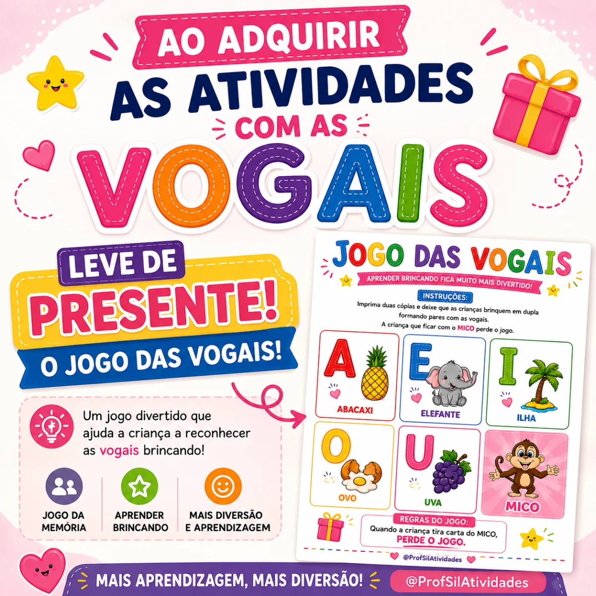 Atividades com Vogais para Educação Infantil Infantil V — amostra 5: Atividades que estimulam o reconhecimento das vogais,…
