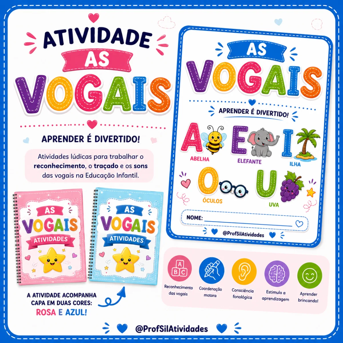 Atividades com Vogais para Educação Infantil Infantil V — amostra 6: Atividades que estimulam o reconhecimento das vogais,…