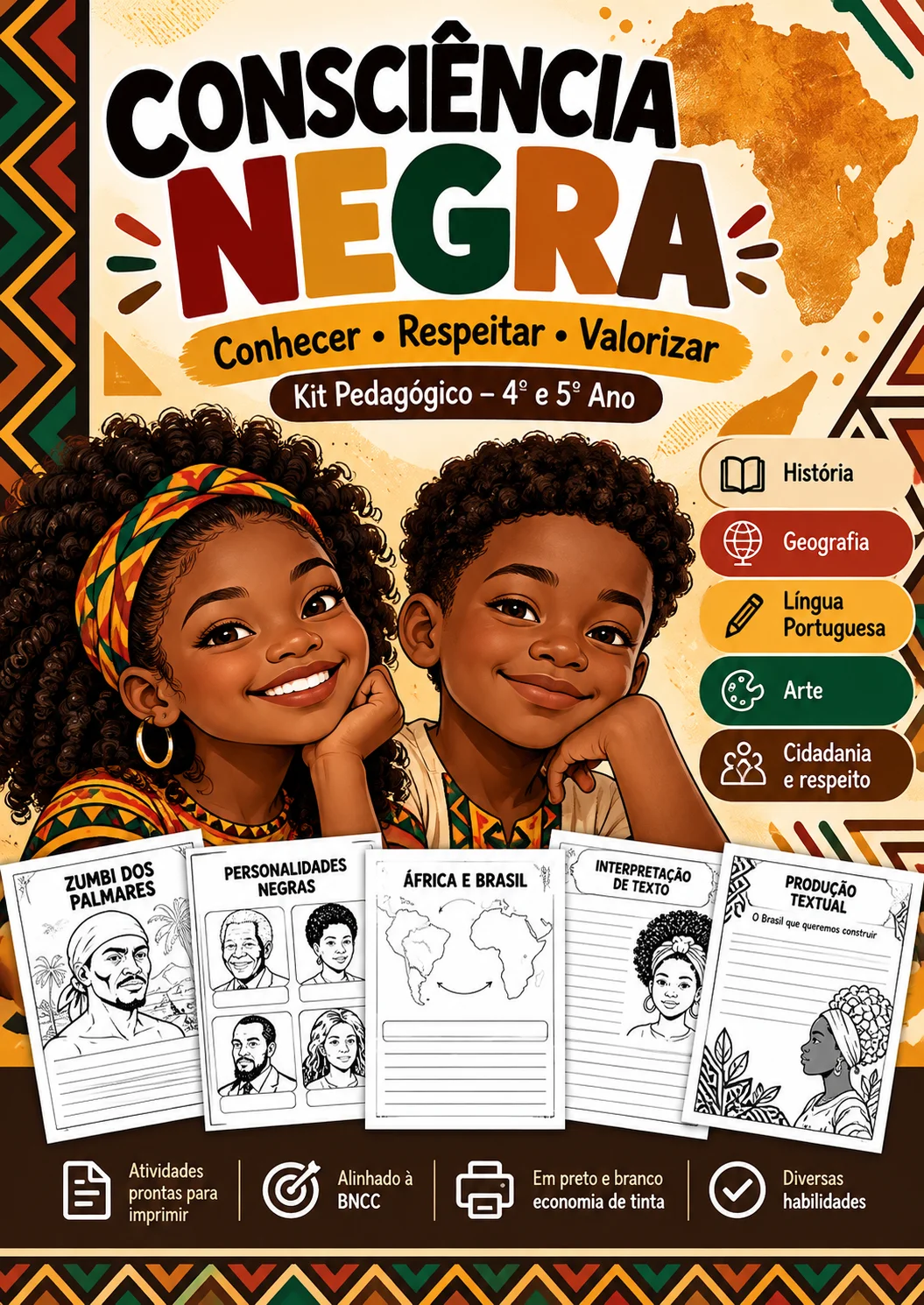 Atividades Consciência Negra 4º e 5º Ano – Kit Pedagógico — capa do material