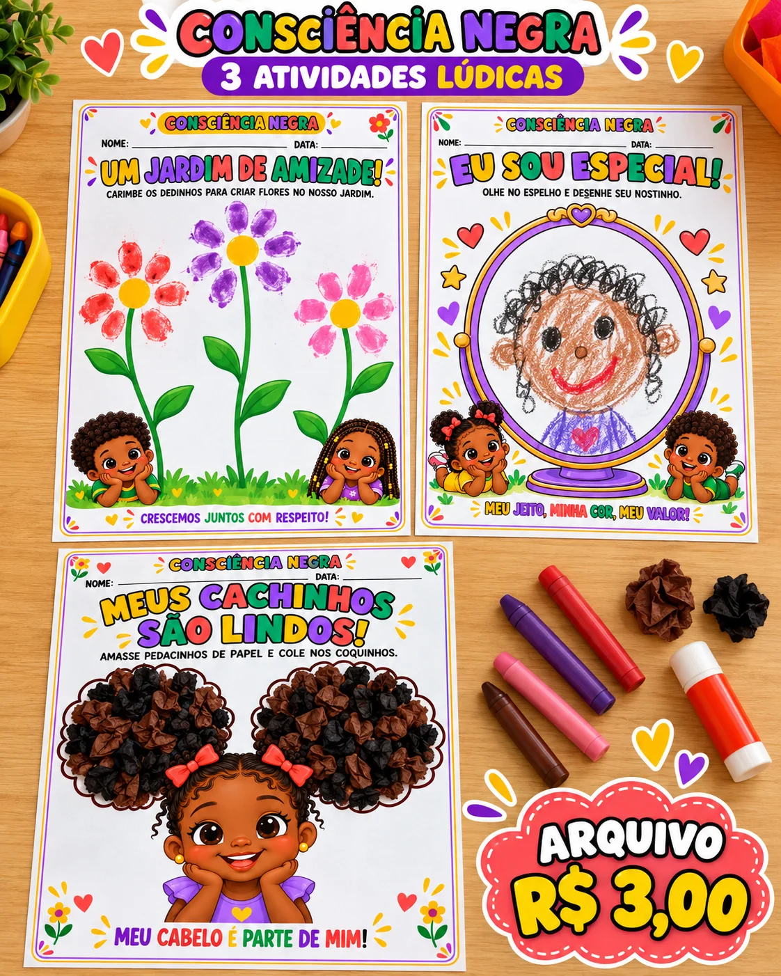 Atividades Consciência Negra – Educação Infantil — amostra 2: Material digital para impressão.