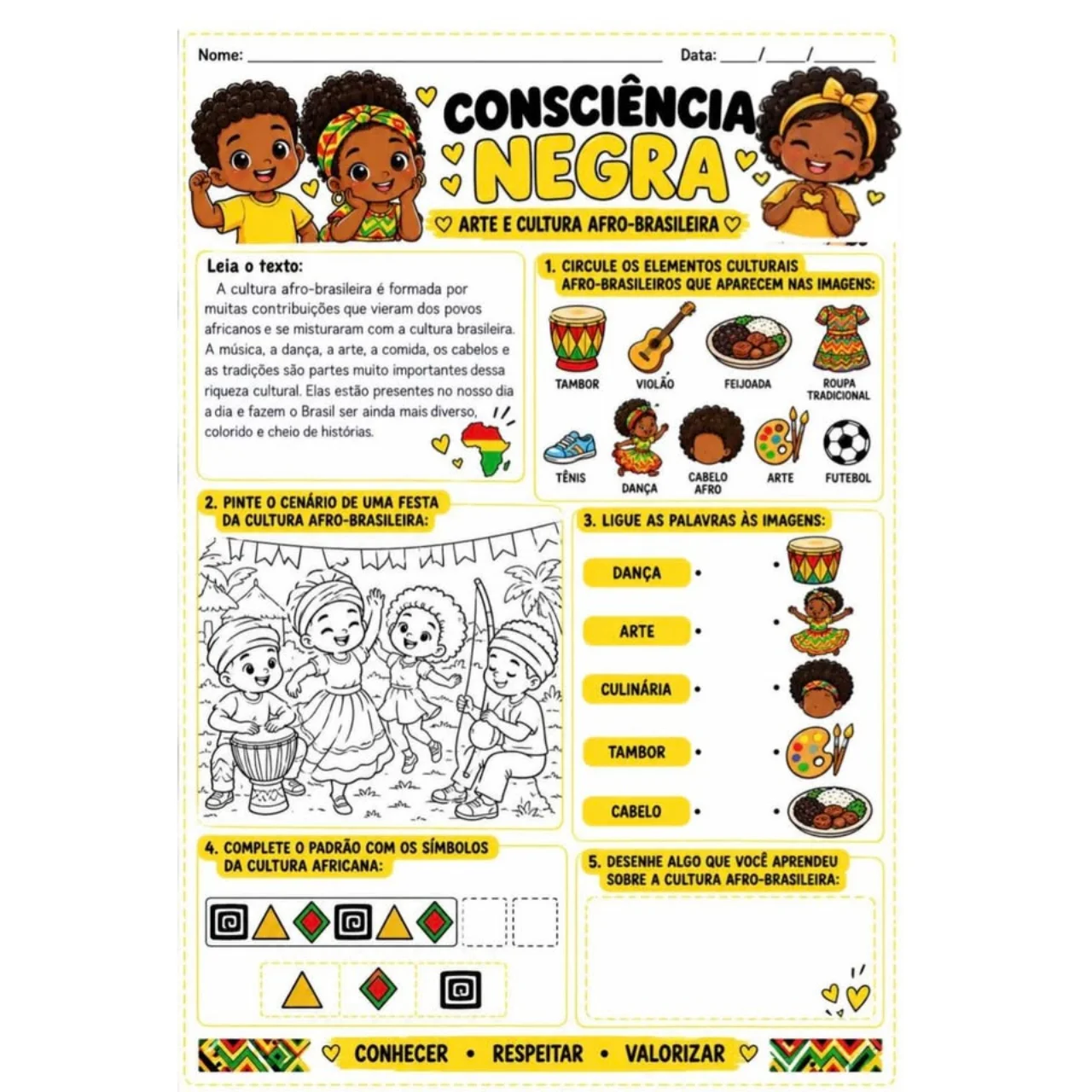 Atividades Consciência Negra em PDF pronto para imprimir — capa do material