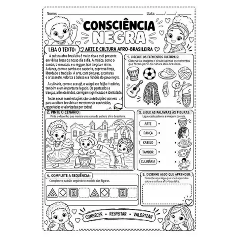 Atividades Consciência Negra em PDF pronto para imprimir — amostra 1: Atividades Pedagógicas Consciência Negra: Textos,…