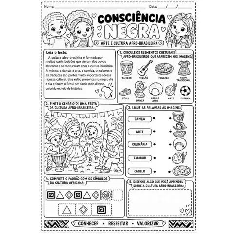 Atividades Consciência Negra em PDF pronto para imprimir — amostra 6: Atividades Pedagógicas Consciência Negra: Textos,…