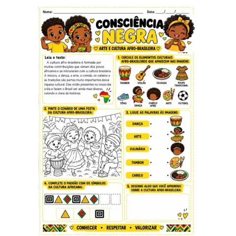 Atividades Consciência Negra em PDF pronto para imprimir — capa do material
