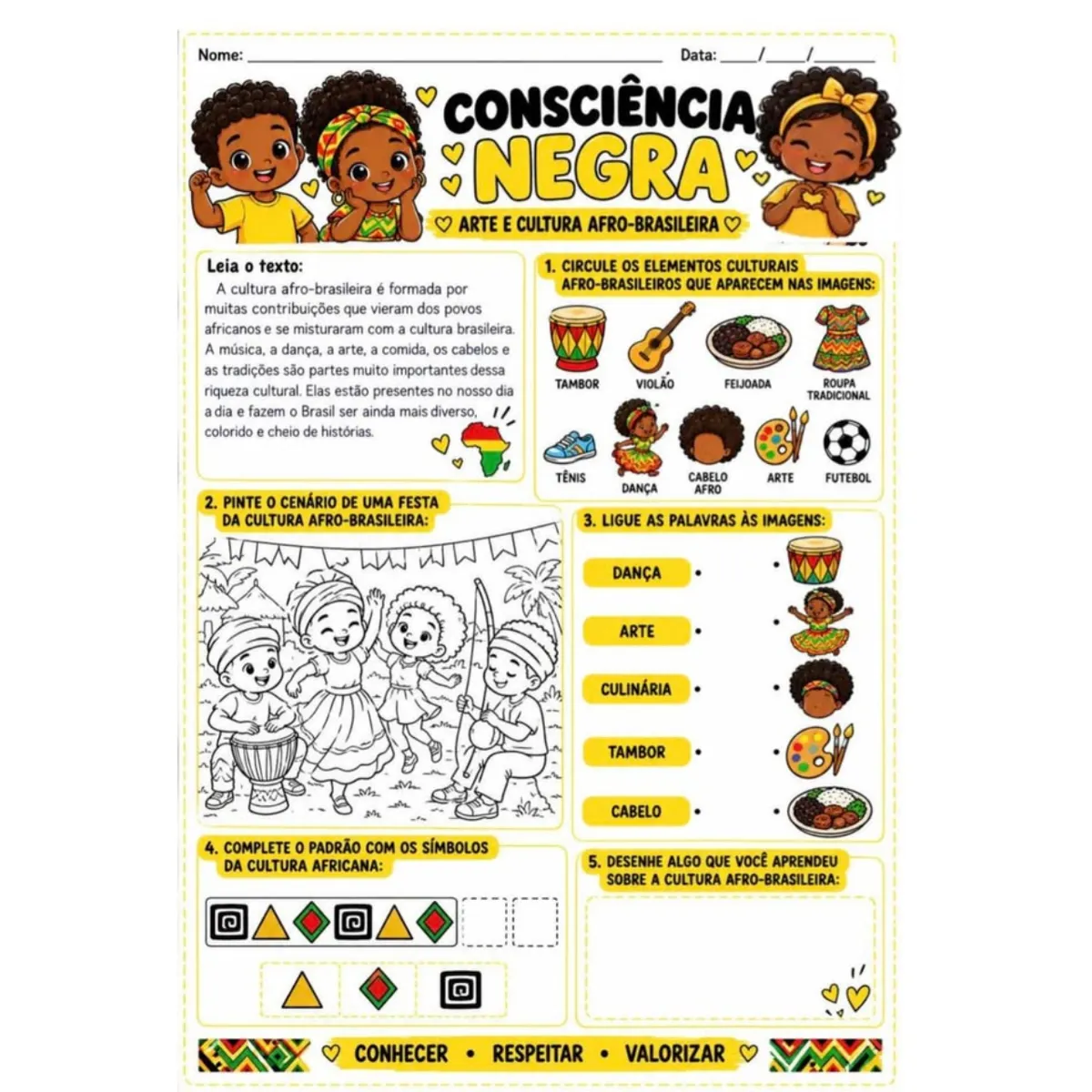 Atividades Consciência Negra em PDF pronto para imprimir — Atividades para 2º ano: Atividades Pedagógicas Consciência…