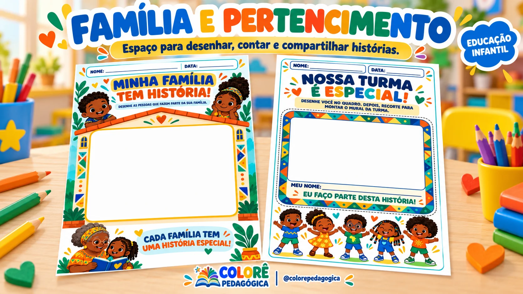 Atividades Consciência Negra para Educação Infantil — amostra 3: Cinco atividades sobre identidade, cabelos, família,…