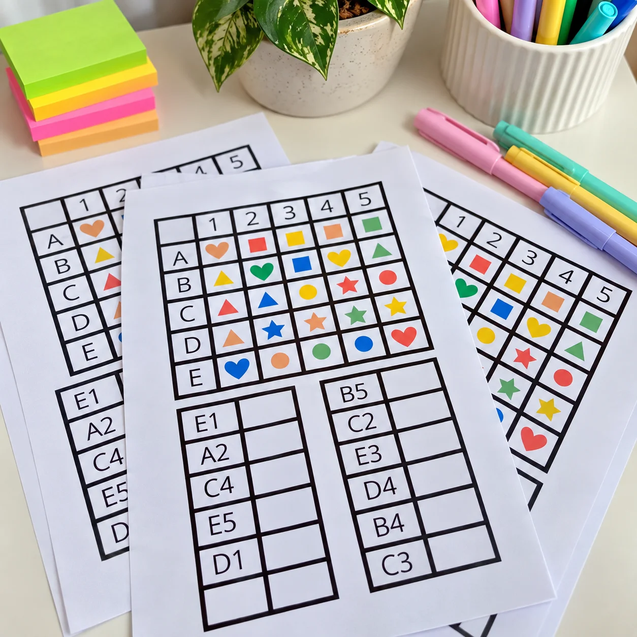 Atividades Coordenadas Divertidas: Formas e Cores — amostra 1: Atividade de coordenadas com letras e números para localizar…