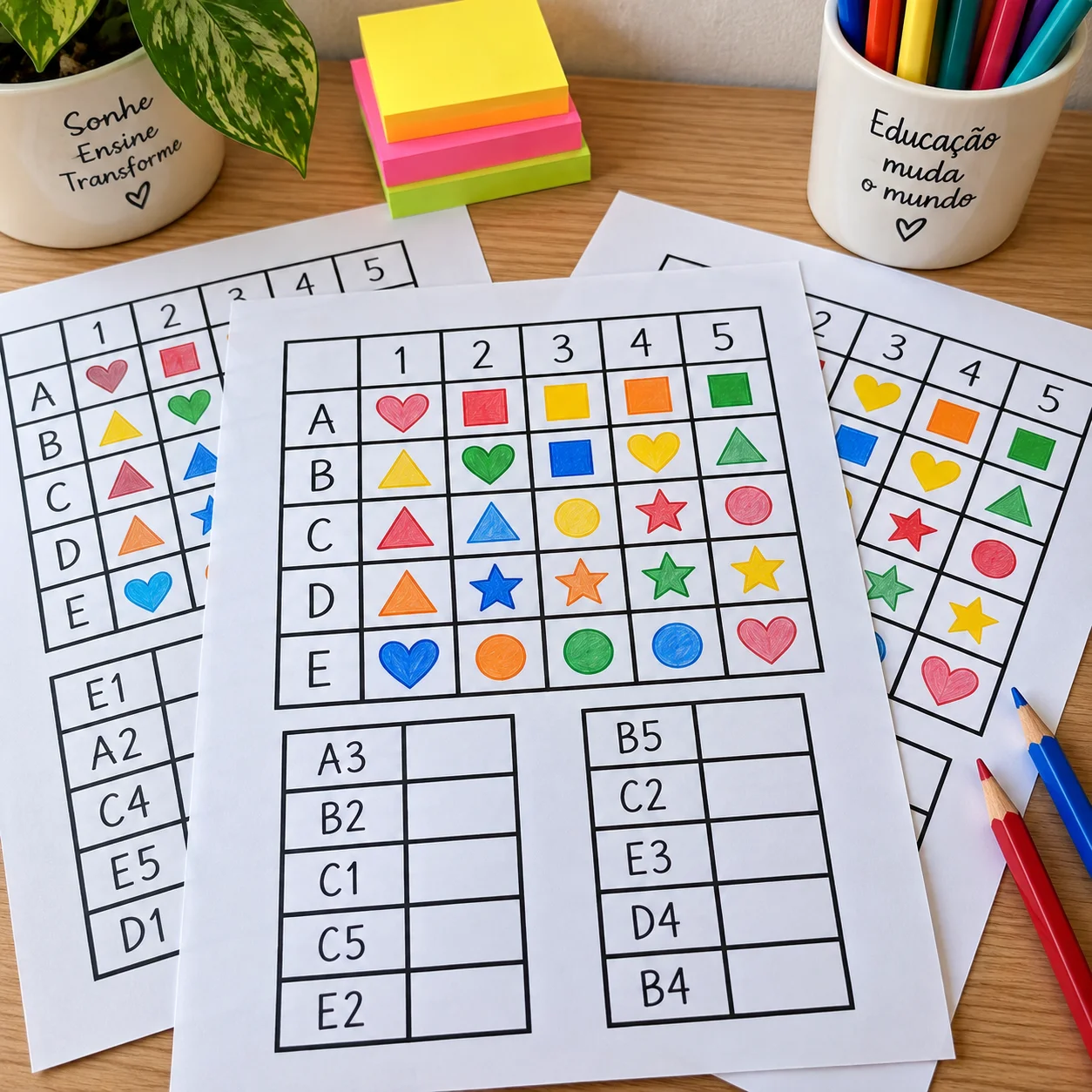 Atividades Coordenadas Divertidas: Formas e Cores — amostra 3: Atividade de coordenadas com letras e números para localizar…