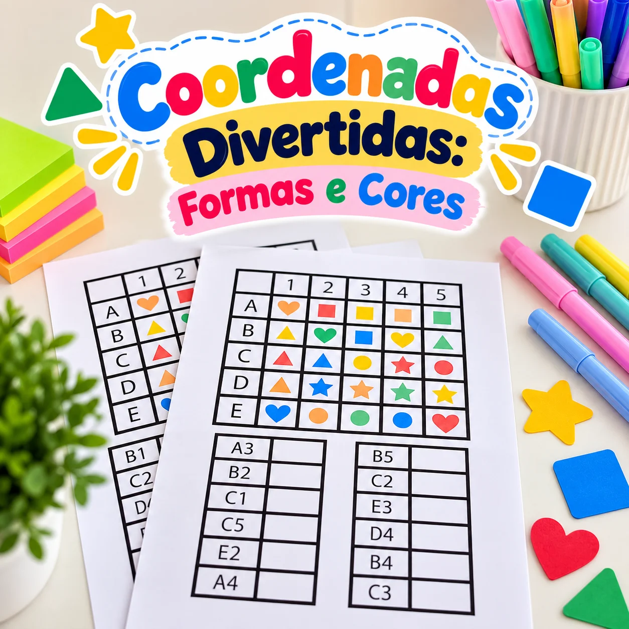 Atividades Coordenadas Divertidas: Formas e Cores — Jogos pedagógicos para Educação Infantil: Atividade de coordenadas com…