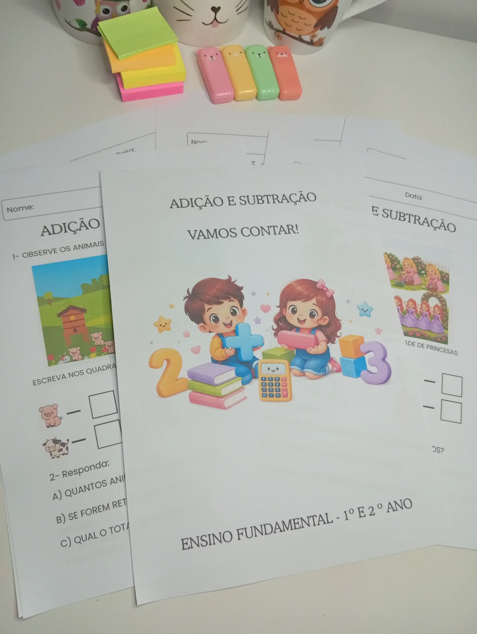 Atividades de Adição e Subtração – 50 Páginas para 1º e 2º Ano — amostra 5: 50 páginas de atividades de adição e subtração…