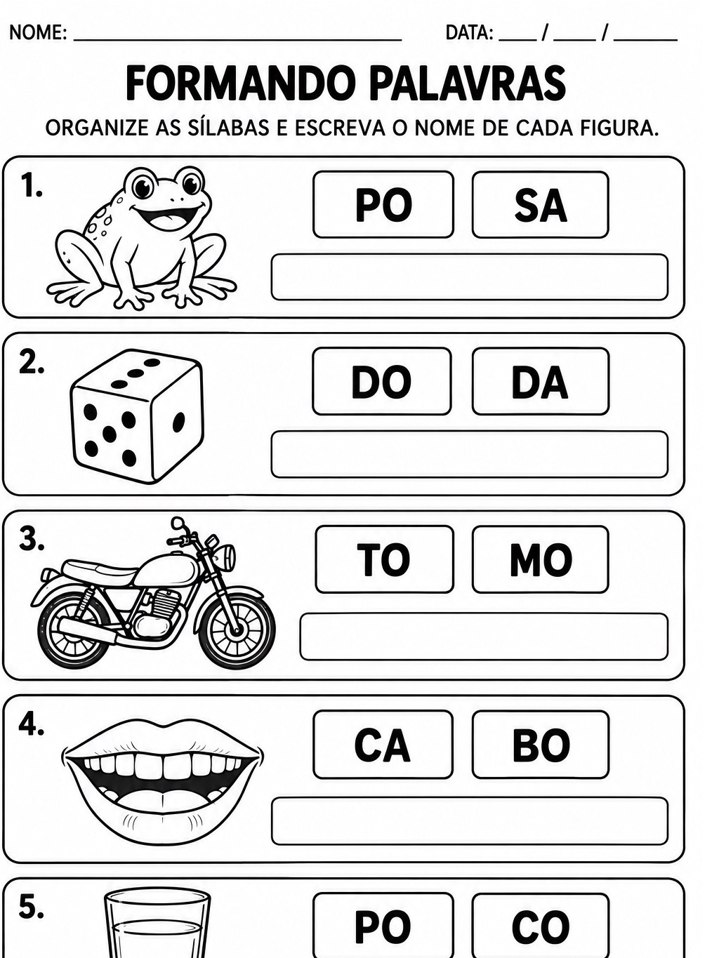 Atividades de Alfabetização 1º e 2º Ano para Imprimir — amostra 2: 5 atividades de alfabetização para o 1º e 2º ano, com…