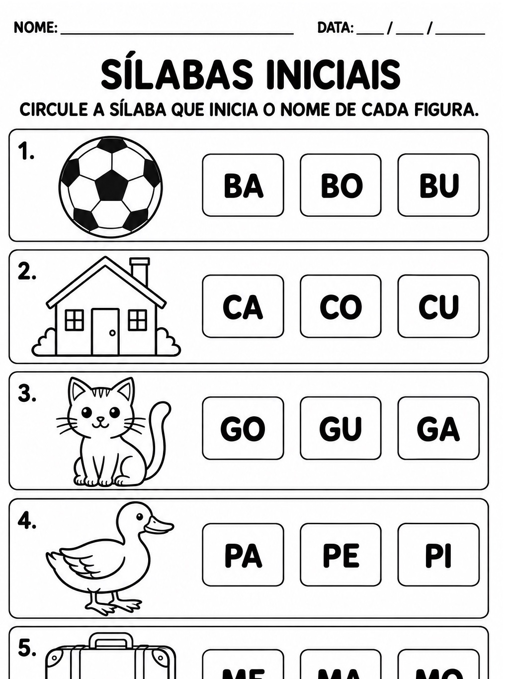 Atividades de Alfabetização 1º e 2º Ano para Imprimir — amostra 3: 5 atividades de alfabetização para o 1º e 2º ano, com…