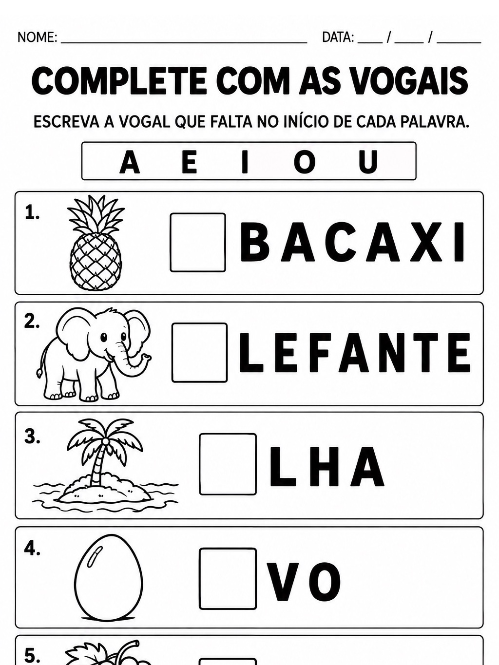 Atividades de Alfabetização 1º e 2º Ano para Imprimir — amostra 4: 5 atividades de alfabetização para o 1º e 2º ano, com…