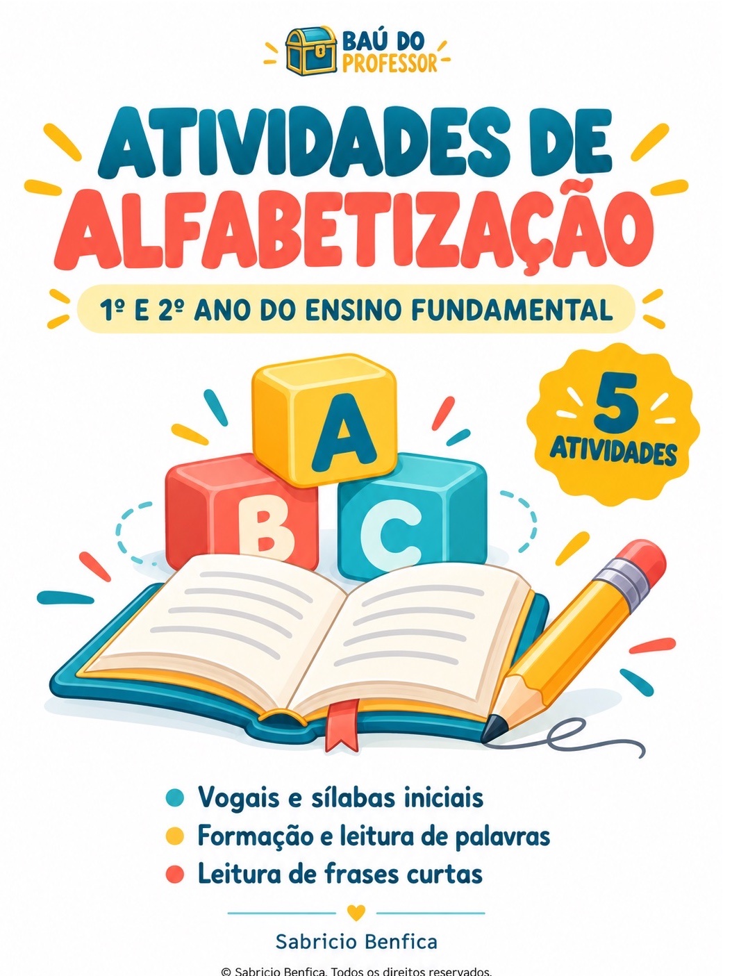 Atividades de Alfabetização 1º e 2º Ano para Imprimir — capa do material